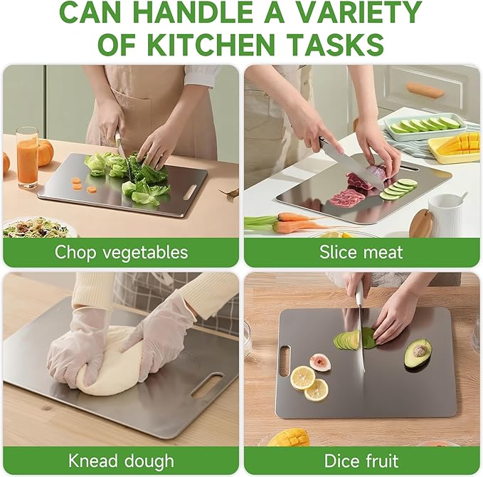 Titanium Cutting Board - 2025 New Upgrade 100% Pure Titanium Cutting Boards for Kitchen Double Sided Non Toxic Cutting Board,Hygiene Durable Dishwasher Safe Chopping Board (3PC:S+M+L)