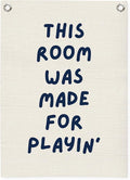 Playroom Wall Decor Linen Canvas Banner,This Room Was Made For Playin 18x25 Inch,Nursery Canvas Art,Kids Bedroom Hanging Flag for Toddler Play