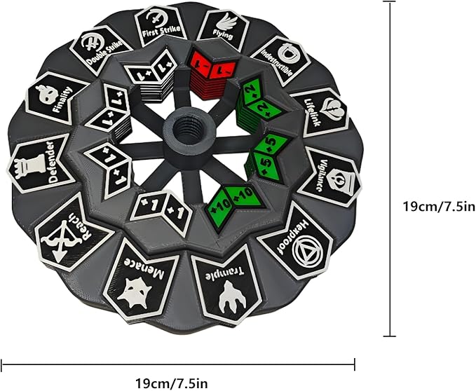 MTG Abilities Keywords Counter Wheel, Black Token Tracker 7.5 inch Diameter,123-Piece Keyword and Life Counter Bulk Tokens MTG, TCG, Cards Gaming Accessories