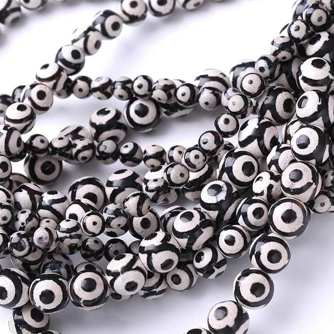 45PCS 8MM Natural Tibetan Stone Beads Round Loose Stone Beads for Jewelry Making DIY Energy Stone Healing Power Bracelet 15"