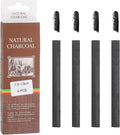 MECCANIXITY Willow Charcoal Sticks, 10-13mm Willow Charcoal Pencils Soft Sketch Vine Art Supplies Set for Drawing Sketching Shading Painting Artists Beginners (Black, Pack of 4)