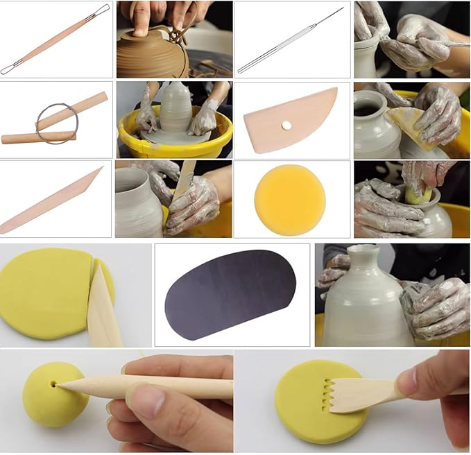 Clay Tools Kit, 52 PCS Complete Clay Tools Set for Sculpting and Pottery, Pottery Tools Includes Polymer Clay Tools, Sculpting Tools, Ceramic Tools, Clay Carving Tools, Perfect Pottery Tool Kit