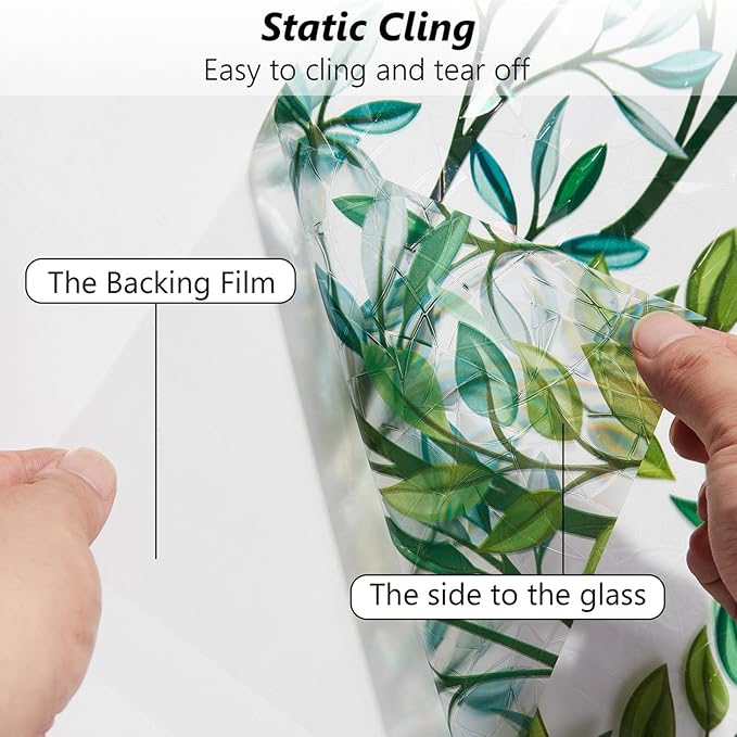 Finnez Window Privacy Film 3D Static Cling Window Film, No Glue Heat Control & 96% UV Blocking for Home Office, Decorative Frosted Glass Cover 29.5 Inch x 13.1 Feet