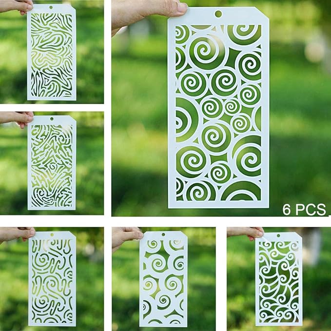 DIY Decorative Stencil Template for Scrapbooking Painting on Wall Furniture Crafts,Set of 6 (Seamless Wave)