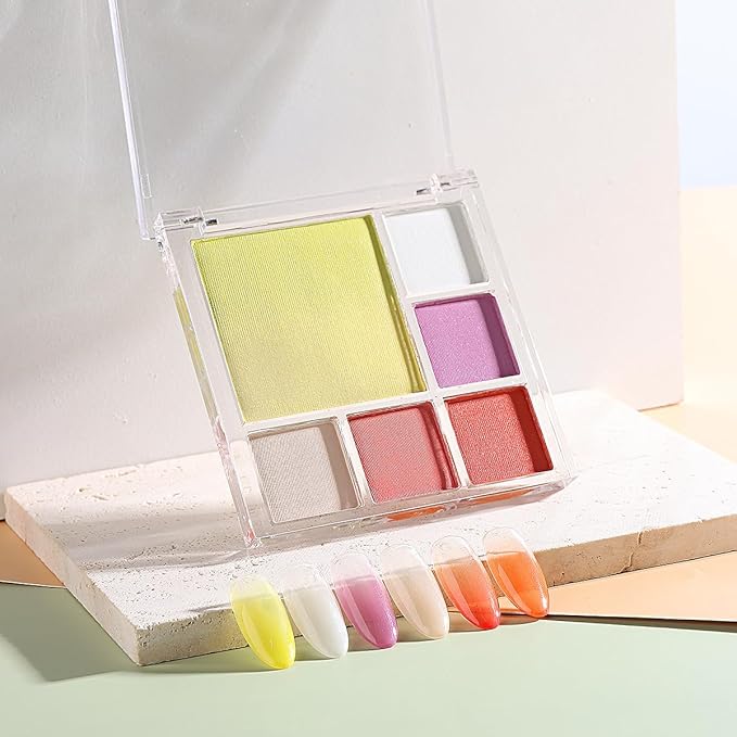 7 Colors Solid Fluorescent Neon Pigment Powder Set Gradient Iridescent Rainbow Palette Glitter Rubbing Dust for Gel Polish Nail Art Decorations