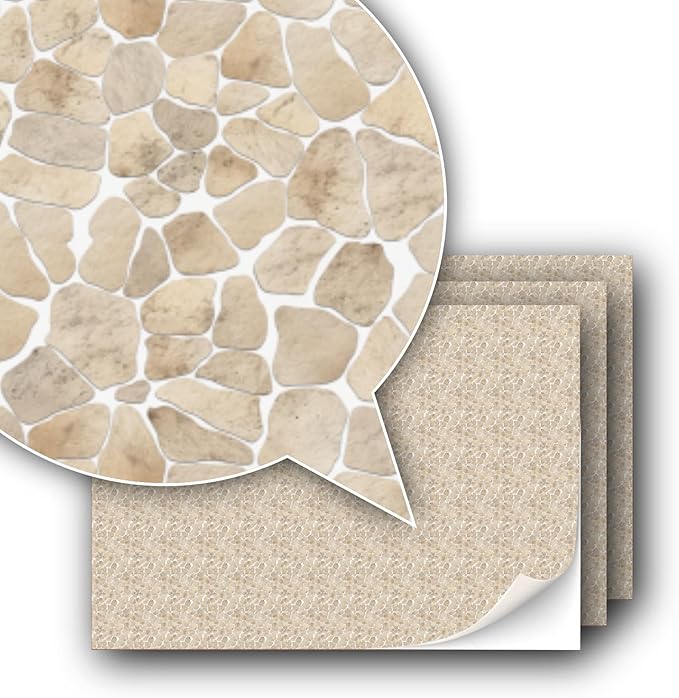 3 Sheets Self-Adhesive Decorative Film Paving Stones and Surfaces for Model Making in Scale 1:87 Scale H0 (UK: 3.5 mm Scale) (Sandstone Mosaic)