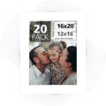 Mat Board Center, Pack of 20, 16x20 for 12x16 White Photo Picture Mats - Acid Free, 4-ply Thickness, White Core - for Pictures, Photos, Framing