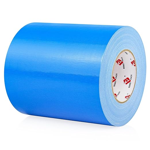 BOMEI PACK 6" Blue Duct Tape,Wider Roll,6 Inches x 60 Yards,9 Mil Thick Heavy Duty,Waterproof,Flexible,No Residue and Tear by Hand,Multi-Use for Indoor & Outdoor Repairs