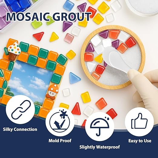 400g White Crystal Mosaic Grout, Handmade Grouting Filling Gaps Mosaic Tile Grout, Perfect Choice for DIY Craft Projects Mosaics