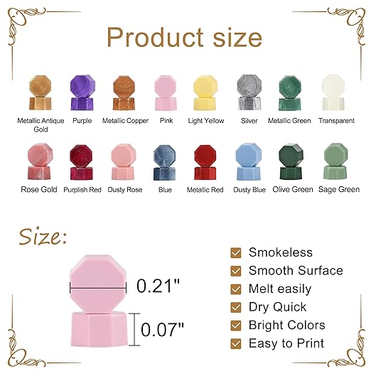 Yoption 360Pcs Rose Gold Sealing Wax Beads with 2 Spoons and 4Pcs Tea Candles for Wax Seal Stamps, Cards, Wedding Invitations, Wine Packaging, Gift Wrap, Envelopes