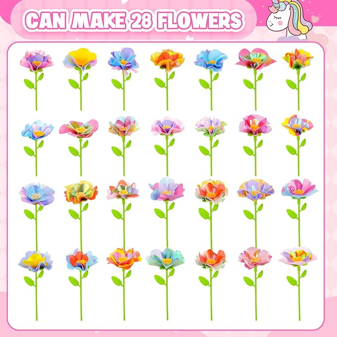 cosone DIY Fabric Flower Bouquets Toys Accessories - Flowers Market Toy Accessories - Arts & Crafts Toy Accessory Craft Kit for Girls Ages 3 4 5 6 7 8, Educational Preschool Arts & Crafts Toys