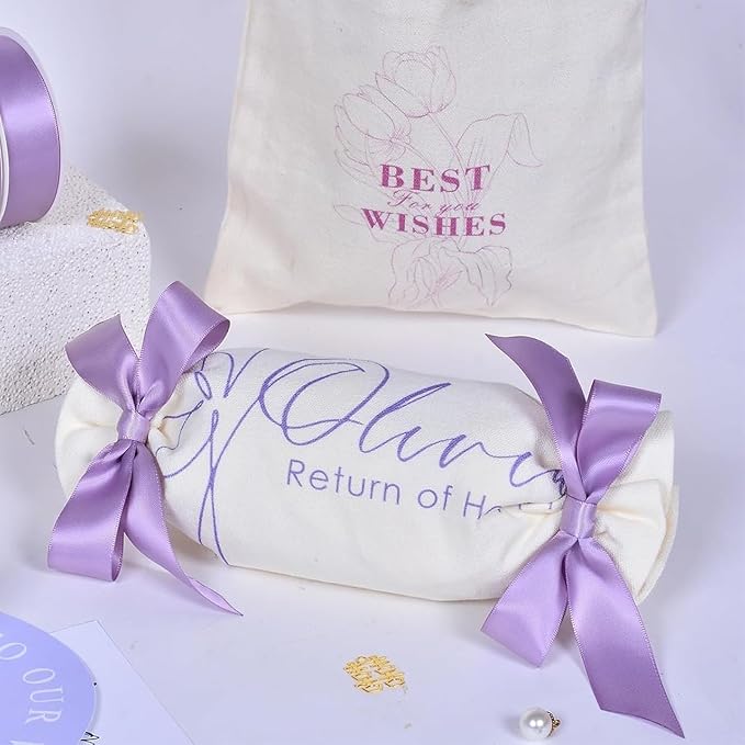 5/8" x 100 Yards Light Lilac Polyester Satin Ribbon Single Faced Bulk Fabric Ribbons for Gift Wrapping, Crafting, Bows Making, Sewing, Wedding, Home Decor