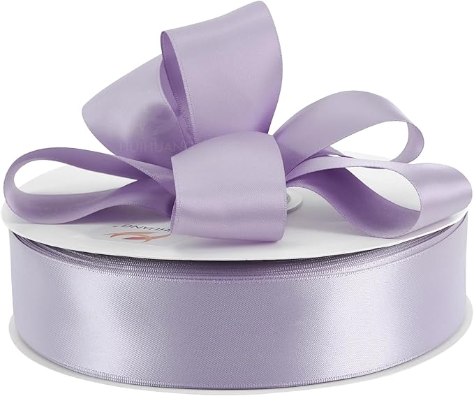 HUIHUANG Purple Satin Ribbon 1-1/2 inch x 100 Yards Lavender Color Double-Faced Satin Ribbon for Flower Bouquet, Gift Wrapping, Eternal Roses, DIY Crafts, Bridal Shower Wedding Decor