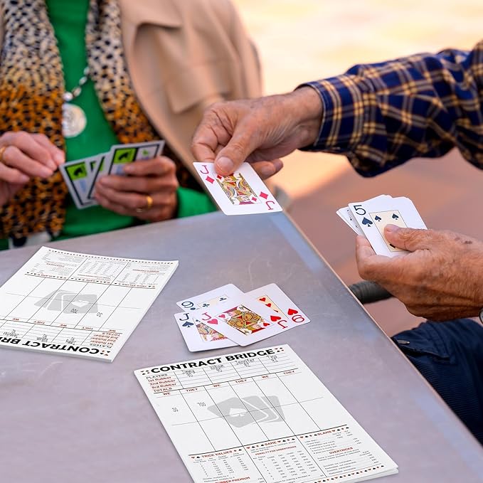 party greeting 150 Sheets Contract Bridge Score Pad and Tallies Contract Bridge Score Notepad Canasta Score Pads Print with Trick Rubber Bridge Party Bridge Playing Cards Large Print Game Scoring Card