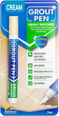 Grout Pen Cream Tile Paint Marker: Waterproof Grout Paint Pen, Tile Grout Colorant and Sealer Pen for Bathroom, Shower, Kitchen, More - Cream, Narrow 5mm Tip (7mL)