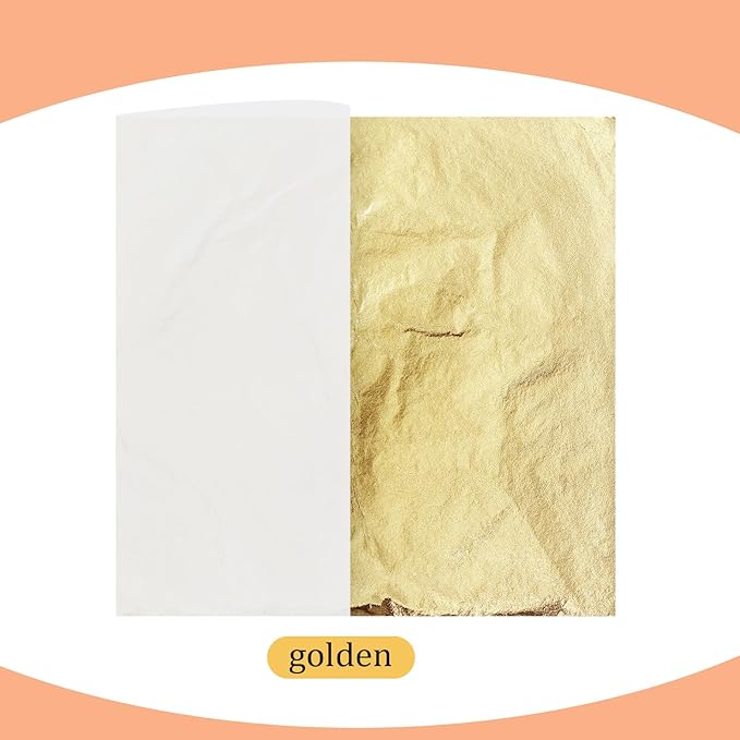 Cunhill 200 Pcs Gold Leaf Sheets for Art Foil Paper Leaf Art Foil Sheets Gilding Brush Thin Paper Craft for Painting Gilding Crafting Decoration,5.5 x 5.5 Inches(Gold)