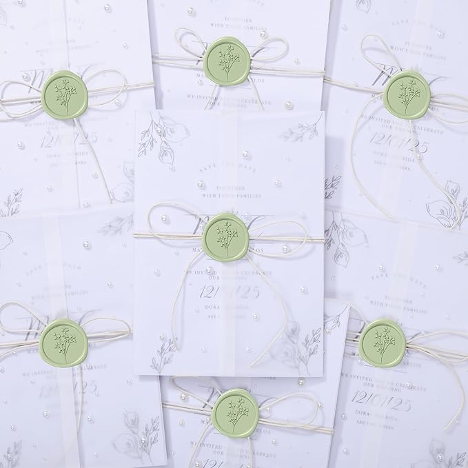 UNIQOOO 120 Pack Pre-Folded Vellum Jackets for 5x7 Invitations, Elegant Semi-Transparent Vellum Paper, 115GSM Wedding Invitation Accessories, for Envelope Liners 5x7 Inserts
