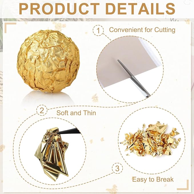 PATIKIL Gold Leaf Sheets for Art 3.7" x 3.4", 100 Pcs Gold Foil Sheet Metallic Leaf Papers for DIY Crafts Resin Furniture Nails Paintings Home Decoration, Red