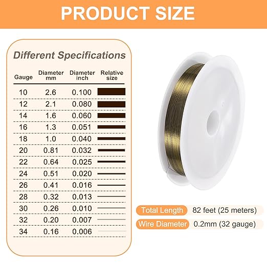 HARFINGTON 82ft Jewelry Wire, 32 Gauge (0.2mm) Brass Craft Soft Metal Tarnish Resistant Copper Beading Wire for Jewelry Making Supplies Crafting, Ancient Blue