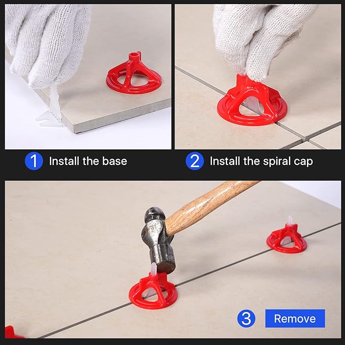 Professional Tile Leveling System Kit，Anti-Loosening Spacers/Wall, Bathroom Tiling - 1/32" Precision Alignment & Grout Spacing Tools(500base, 1/32)