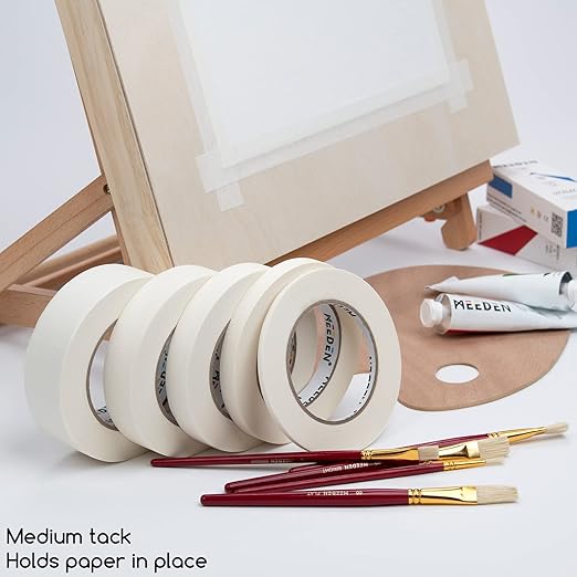 MEEDEN 5 Packs White Artist Tape, 0.2" 0.5" 0.75" 1.0" 1.4" x 60 Yard, Multi-Sized Masking Art Tape, Acid-Free Painters Tape for Painting Drafting Framing, General Purpose for Craft, Office, School