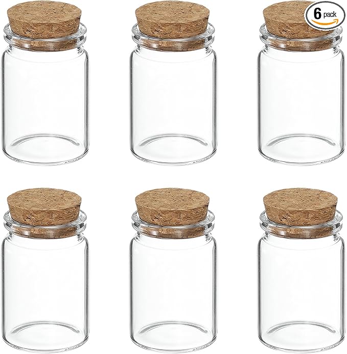 uxcell 6Pcs Mini Glass Bottles with Cork Stoppers, 30ml Small Clear Bottles Glass Empty Jars Vials for DIY Crafts Party Wedding Decor Favors