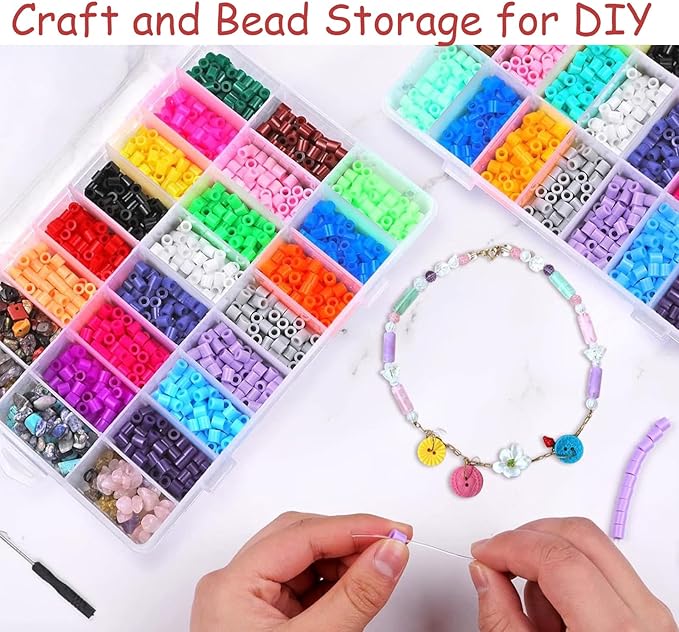 Plastic Organizer Container Box,36 Large Grids Clear Plastic Bead Organizer with Adjustable Dividers Craft Organizers Box for Bead,Jewelry,DIY Crafts,Art,Small Items Storage (Clear-1pack-36 Grids)