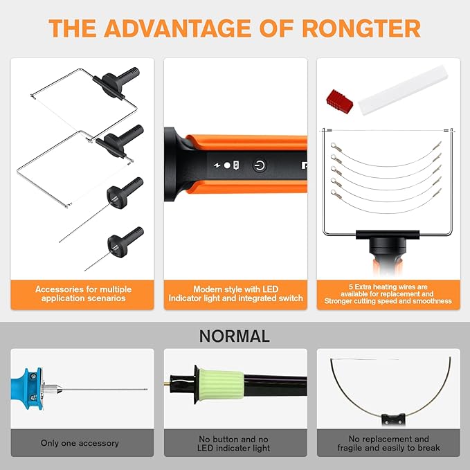 4 in 1 Hot Wire Electric Foam Cutter Kit, Styrofoam Cutting Tool 15W/ 6V with Case, Heated Foam Carving Knife Kit (Toolbox Orange)