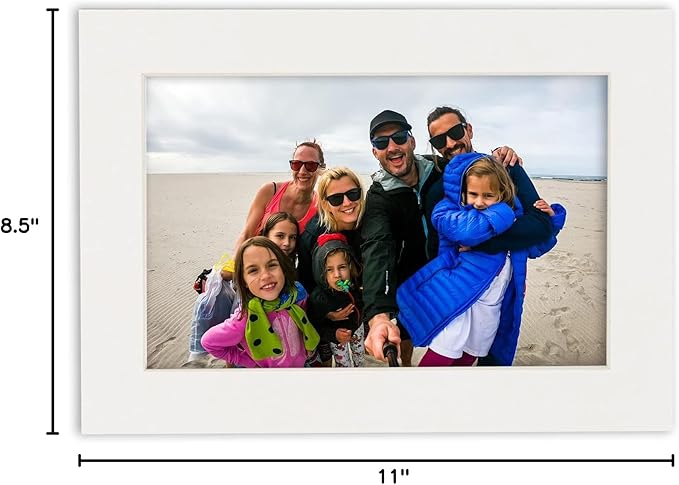 Poster Palooza 8.5x11 Mat Bevel Cut for 7x9 Photos - Acid Free Textured White Precut Matboard - For Pictures, Photos, Framing - 4-ply Thickness