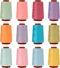 12PCS Sewing Thread Kit 30wt Spools,12 Colors,Assorted Colors Each 800 Yards of Polyester Threads for Sewing Hand and Machine,Stitching, Quilting, Serger (ZH-12PCSYMZBZQ)
