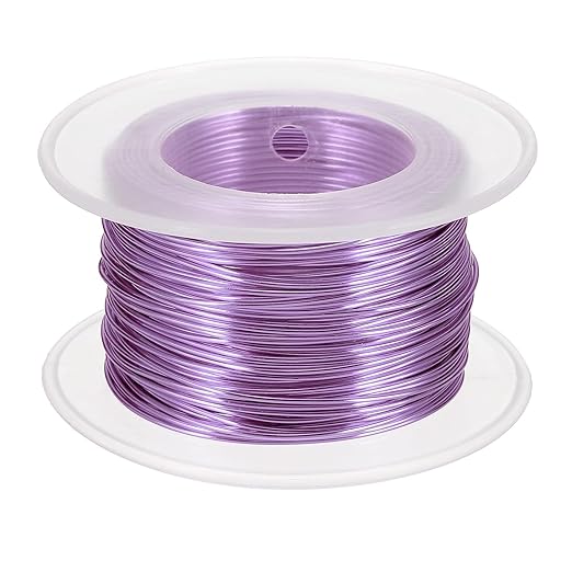 uxcell 20 Gauge / 0.8mm Anodized Aluminum Wire for Jewelry Craft Making, 102 Feet Bendable Flexible Wire for DIY Home Decor Gardening Sculpture, Light Purple