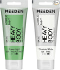 MEEDEN Acrylic Paint Green Light: 100ml/3.38oz Heavy Body Acrylic Paint Tube Bundled with Additional Titanium White Color for Art Craft Painting