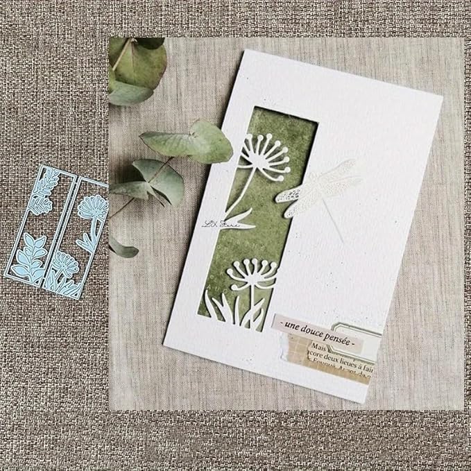 Lapoo 3D Backgrounds Frame Metal Cutting Die for Scrapbooking, New Cutting Dies DIY Album Card Making Decor Paper Craft Metal Die Cuts Party Wedding Decorations (Grass Window 4.1 x 2.9 in)