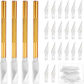 MECCANIXITY 4 Pcs Exacto Knife, Craft Hobby Knife with 40 Exacto Blades(#11) Profession Craft Knives for Crafting, Modeling, Scrapbooking (Gold Tone)