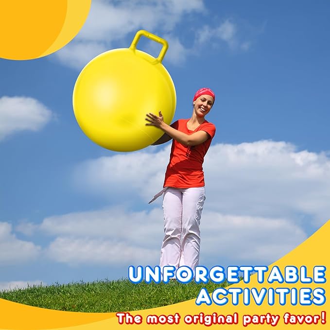 Lewtemi 3 Pcs 20 Inch Bouncing Ball with Handle, Outdoors Hopper Jumping Hopping Ball and Air Pump for Sports Exercise (Red, Blue, Yellow)