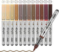 Brown Acrylic Paint Pens,12 Color Paint Pens Markers,Brush Tip Paint Pens for Rock Painting Wood Glass Ceramic Canvas Stone DIY Crafts Making Art Supplies