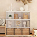 Wooden 9 Cube Storage Organizer with Closed Back Panel,White Cube Shelf Heavy Duty Cubby Storage Organizer with Compartments for Living,Display Shelf,Bookshelf