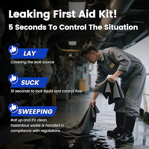 Universal Absorbent Pads | 16"x20" Water Absorbent Mat 100-Pack | Industrial Spill Control for Liquids Leak(24 Gal/Box) | Oil Absorbing Sheets