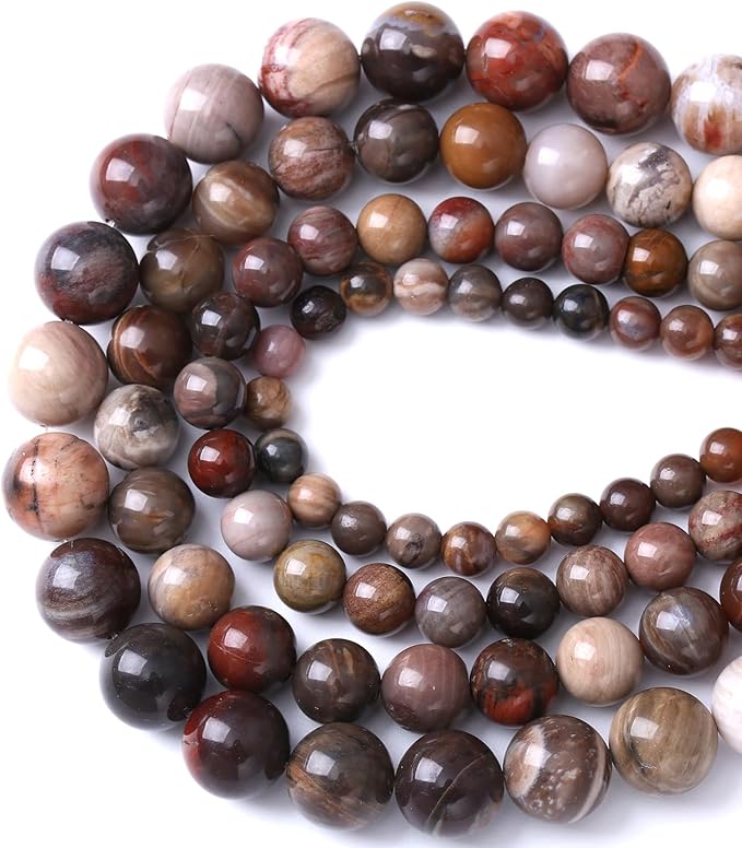 90pcs 4mm Natural Wooden Petrified Jade Agate Gemstone Beads Round Loose Spacer Beads for Jewelry Making DIY Bracelet Necklace 1 Strand 15inch