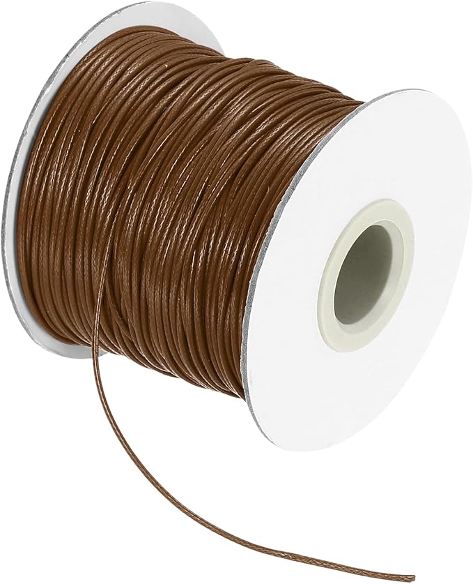 MECCANIXITY Waxed Cord 1mm Waxed Thread 87 Yard Wax String Leather Cord for Bracelet Making, Necklaces, Beading, Jewelry Making and DIY Crafts(Dark Brown)