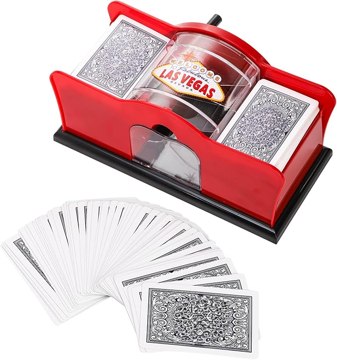 Frcctre Manual Card Shuffler 2 Deck with Hand Crank, Manual Poker Card Shuffler Cards Mixer Machine for Standard Size Playing Cards