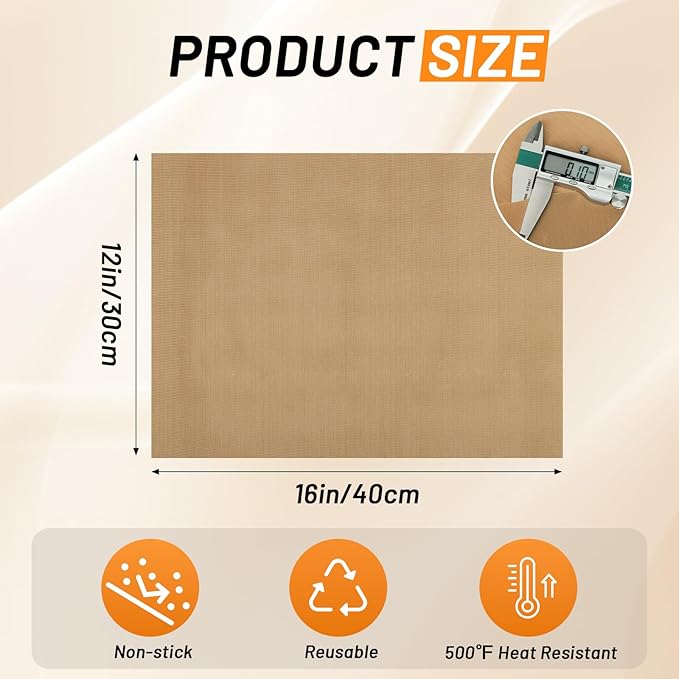 Svaldo Teflon Sheets for Heat Press, 3 Pack, 12x16 Heat Press Paper for T Shirts, Hat, Reusable Non Stick PTFE Teflon Sheet, Iron Transfer Paper for Sublimation Machine, Craft & Baking