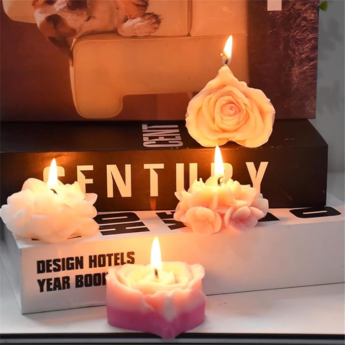 9 PCS Flower Candle Molds Rose Tulip Silicone Candle Mold Flower Shapes Moldes De Rosas Silicona para Velas for Soy Wax, Beeswax, Candle Making, Resin Craft