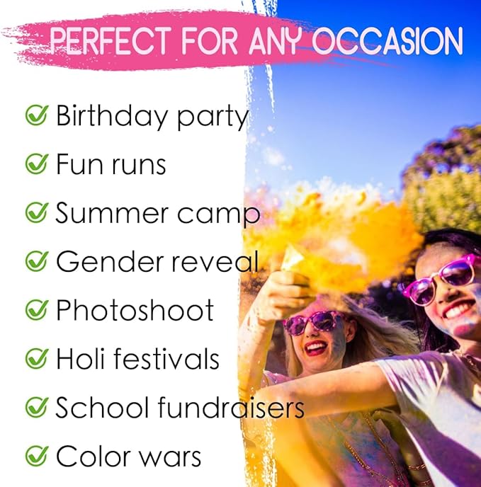 ARELUX Color Powder Balls-12 Packs Holi Powder Colors Chalk Balls,200+ Throws Each Chalk Bomb,Family Activiies Outdoor for Color Run Photography,Party Games,Friends Photoshoot,Birthday,Festival