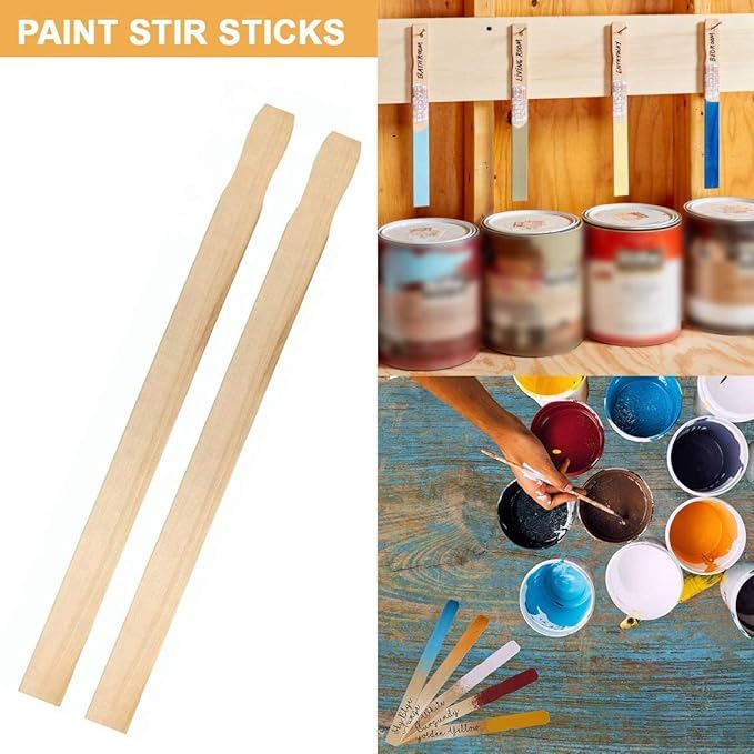 Paint Stir Sticks-REWISS Bulk 100 PCS 12in Length Bamboo Craft Sticks Natural Color Paint Stir Sticks