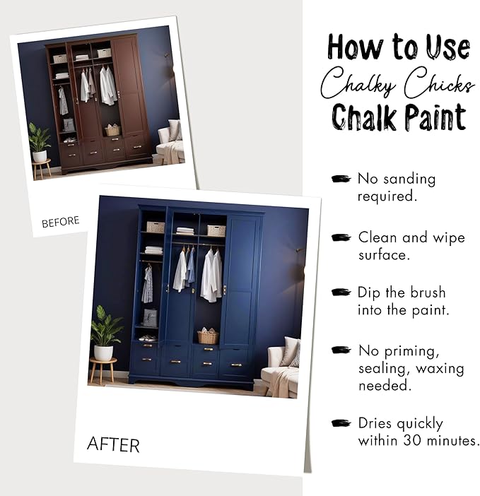 Chalky Chicks All-in-One Chalk Paint for Furniture or Cabinet - 4 Fl Oz - Matte Finish Beachwood (Brown/Gray) for Metal, Wood Furniture Paint - No Sanding All-in-One for Home Decor & Crafts, USA Made