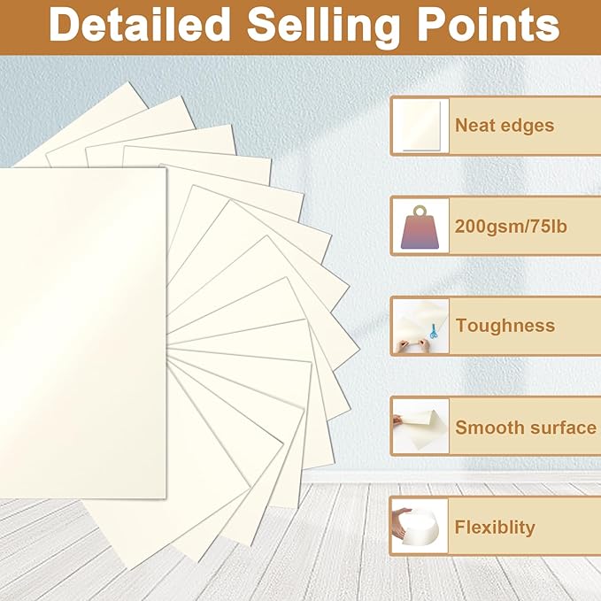 40 Sheets Cream Shimmer Cardstock 8.5 x 11 Ivory Paper, 75lb Off White Paper Card Stock for School Crafting, Cards Making, Business Cards, Wedding Invitations, Menus