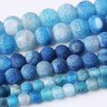 48PCS 8MM Blue Frosted Agate Stone Beads Energy Healing Beads for DIY Jewelry Bracelet Necklace Making for Jewelry Making15Inch