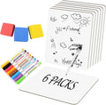 6 Pack Small White Board Dry Erase Classroom Pack Boards 9" x12” Personal Whiteboards for Students Teachers School Supplies Lapboards l Mini Whiteboard Erasers Included Colors pens