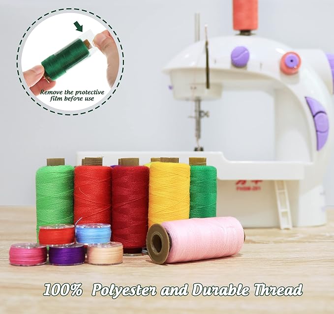 ilauke 95pcs Bobbins Sewing Thread Kit, 400 Yards Polyester Thread Assortment, Prewound Bobbins for Hand & Machine Sewing DIY & Home, 45 Colors